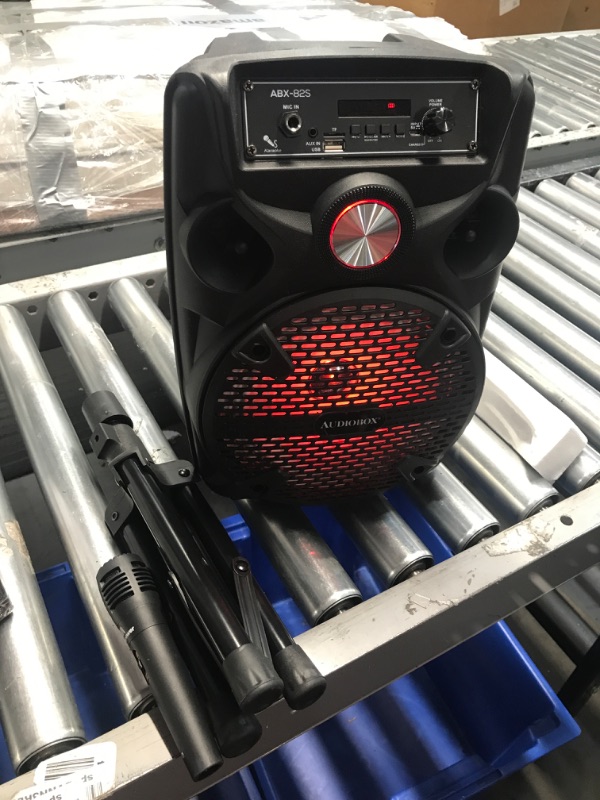 Photo 3 of **READ NOTES***
AUDIOBOX ABX-82S Portable 8" PA Speaker with Stand, WaveSync™ Technology, Bluetooth, LED Lights, 1100W - Includes Microphone & USB Cable