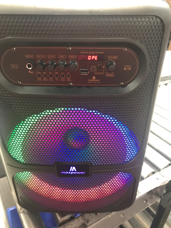 Photo 1 of Max Power Roar Portable Bluetooth Speaker with 12" Woofer and DJ Stand