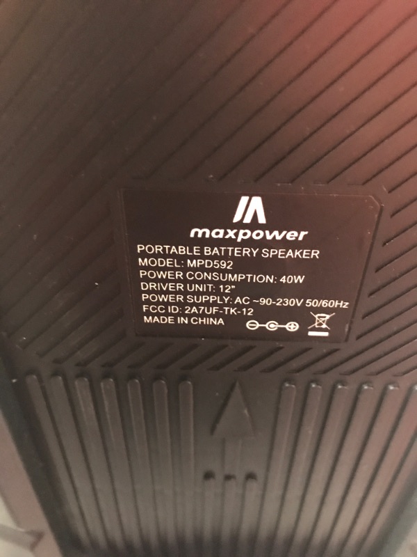 Photo 3 of ***NON-REFUNDABLE**FOR PARTS OR REPAIR**SEE NOTES****
Max Power Rumble 12" Woofer Bluetooth Trolley Speaker with Stand