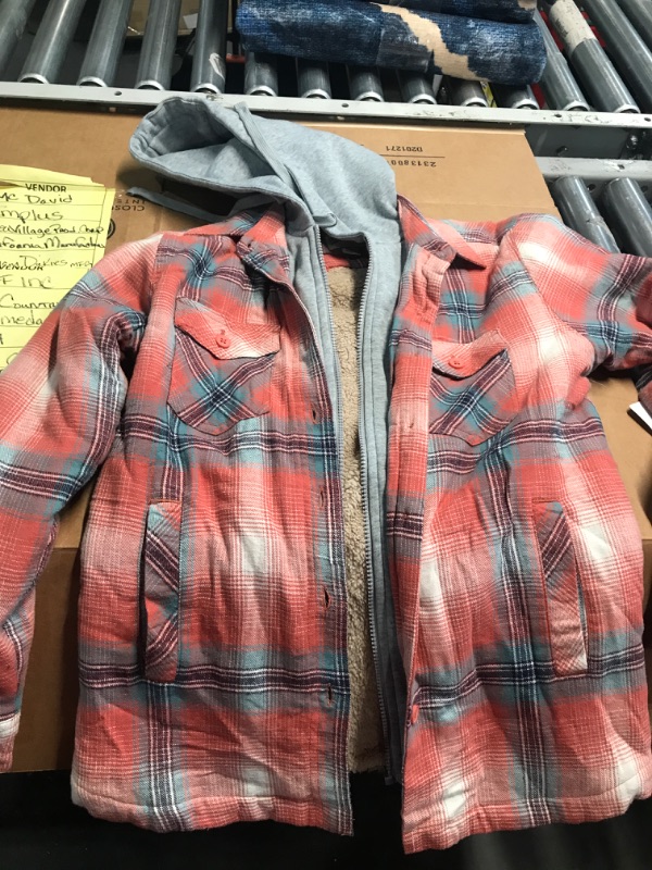 Photo 1 of Canyon Guide Women's Quilted Flannel Jacket with Fleece Hoodie size SMALL 