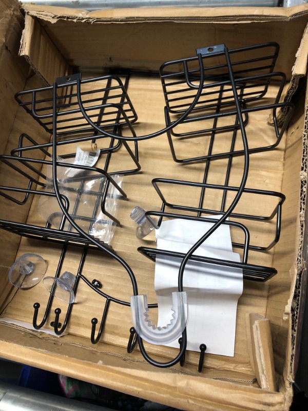 Photo 2 of ***USED - LIKELY MISSING PARTS - UNABLE TO VERIFY FUNCITONALITY***
SRIWATANA Shower Caddy Hanging Over Head, Bathroom Shower Organizer Shower Rack Holder with Hooks for Razors - Black