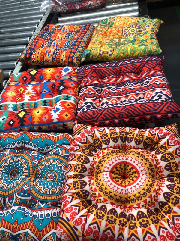 Photo 2 of (see all images)6 Pcs Bohemian Floor Pillows Seating 13 Inch Boho Floor Cushions Sitting Pillows for The Floor