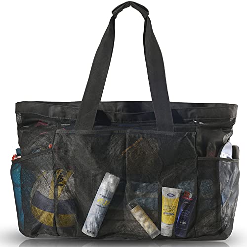 Photo 1 of BULEX EXTRA LARGE BEACH BAGS AND TOTES - XXL MESH TOTE BAG WITH POCKETS & ZIPPER, HEAVY DUTY, LIGHTWEIGHT & FOLDABLE - OVERSIZED CARRY TOTE BAG FOR TOWELS, PERFECT TO CARRY ALL ITEMS FOR YOUR FAMILY