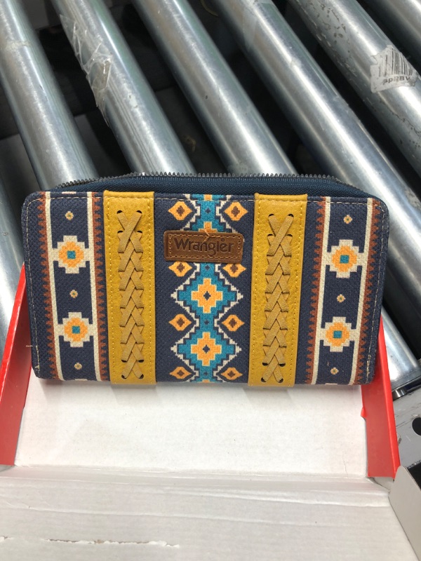 Photo 2 of Wrangler Wallet Purse for Women Western Aztec Clutch Wristlet Wallet with Credit Card Holder Mustard