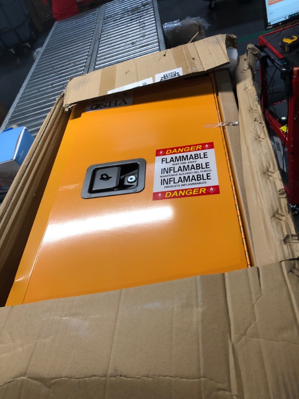 Photo 1 of VEVOR Safety 16 Gal, Cold-Rolled Steel Flammable Liquid Storage Cabinet, 18.1 x 18.1 x 35.4 in Explosion Proof Yellow
