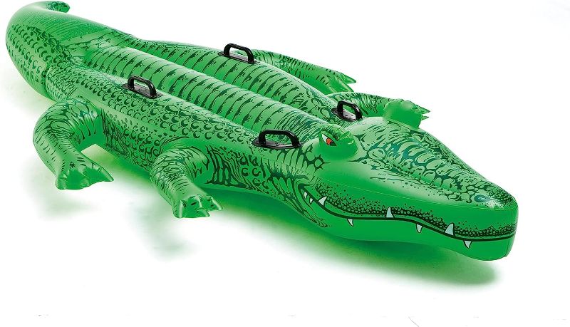 Photo 1 of  Gator Inflatable Pool Float: Animal Pool Toy For Kids – 2 Heavy-Duty Handles