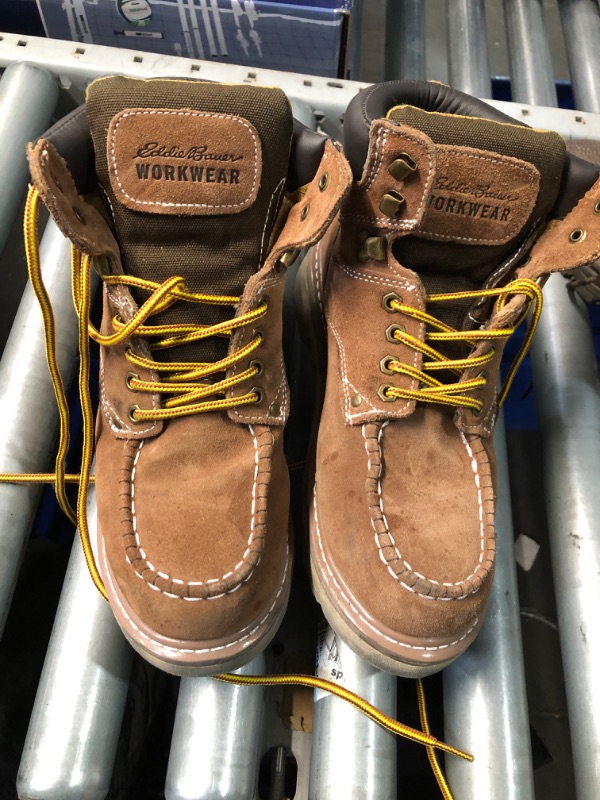 Photo 1 of **USED/ STAINED/ DIRTY BOTTOMS**Eddie Bauer workwear boots steel toe tan size 9.5