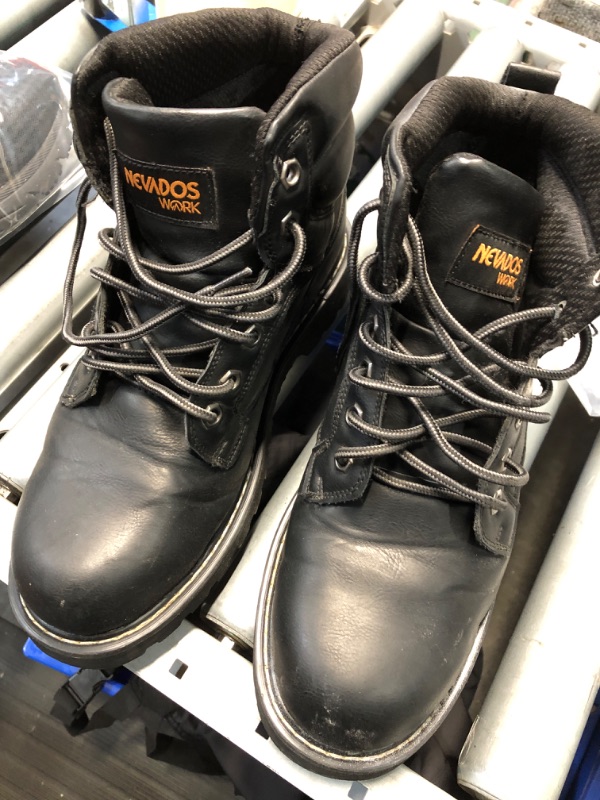 Photo 1 of **USED/ DIRTY BOTTOMS**size 9.5M Nevados Fieldwrk Work Boots for Men | Steel Toe, Water Resistant, Rubber Traction Outsole, Padded Collar, Ankle Boots with D-Ring Closure
