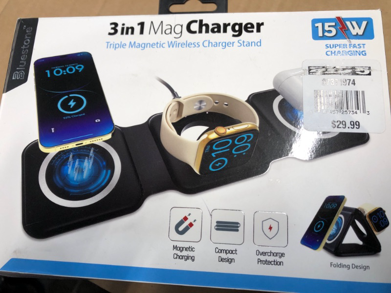 Photo 1 of **USED/ NON-REFUNDABLE 2 PACK BUNDLE-POSSIBLY BROKEN/UNABLE TO TEST**3 IN 1 MAG CHARGER TRIPLE MAGNETIC WIRELESS CHARGER STAND