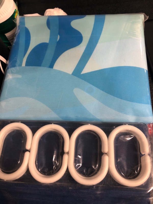 Photo 1 of *whale sea world*Lynn PICK'N Play Fabric Boho Shower Curtain with 12 Hooks, Thick Water Repellent Overlay, No Liner Needed for Home Hotel Spa, Machine Washable, Bathroom Waterproof (whale sea wold 72''x72'')  