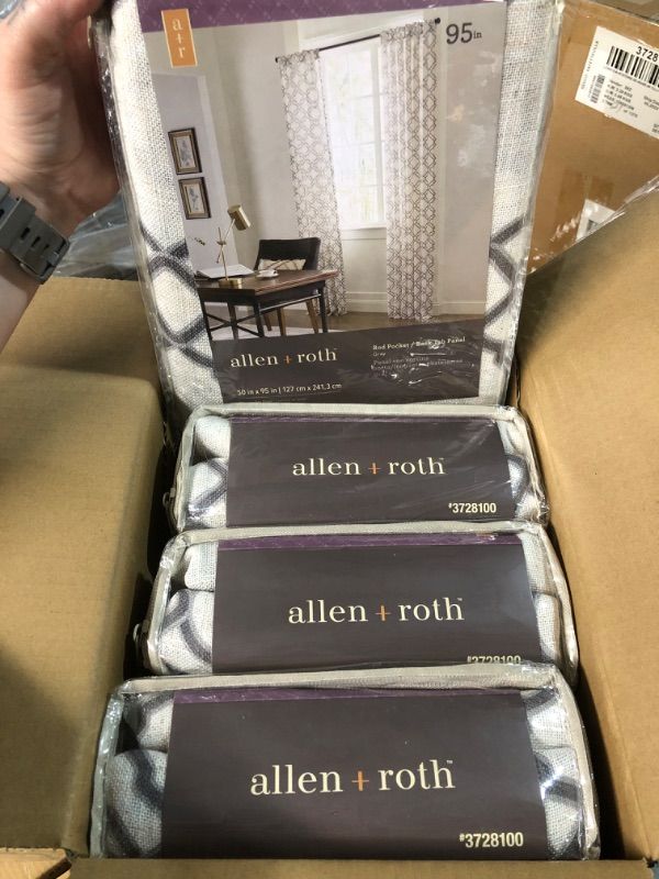 Photo 2 of **NON-REFUNDABLE 4 pcK BUNDLE*** allen + roth 95-in Grey Light Filtering Back Tab Single Curtain Panel
