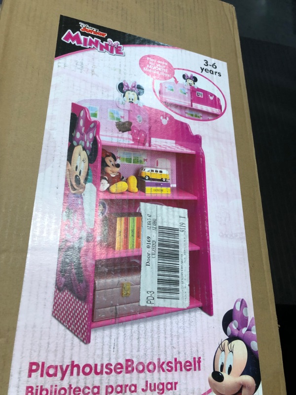 Photo 5 of **HARDWARE NOT FOUND**Delta Children Wooden Playhouse 4-Shelf Bookcase for Kids, Minnie Mouse