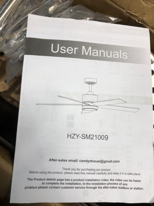 Photo 5 of **NONREFUNDABLE**FOR PARTS OR REPAIR**SEE NOTES**
52" Ceiling Fans with Lights Remote Control-Reversible DC Motor,5 Blades,3CCT, Dimmable,Ceiling Fan with Light for Bedroom, Kitchen,Dining Room Silver