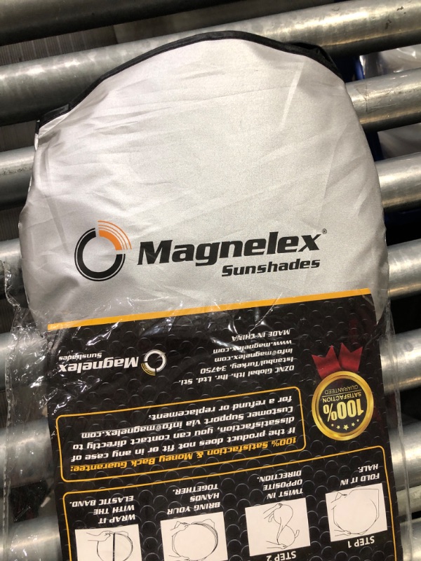 Photo 2 of (READ FULL POST) Magnelex Car Windshield Sunshade with Bonus Steering Wheel Sun Shade. Reflective Polyester Blocks Heat and Sun. Foldable Sun Shield That Keeps Your Vehicle Cool (Large 63 x 33.8 in)
