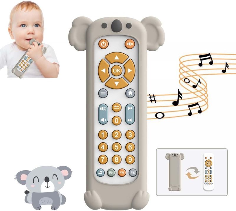 Photo 1 of Baby TV Remote Control Toy with Soft Silicone Teether Cover, Musical Realistic Play Remote Toy with Light and Sound, 3 Language Educational Learning Toy for 6M+ Boy and Girls
