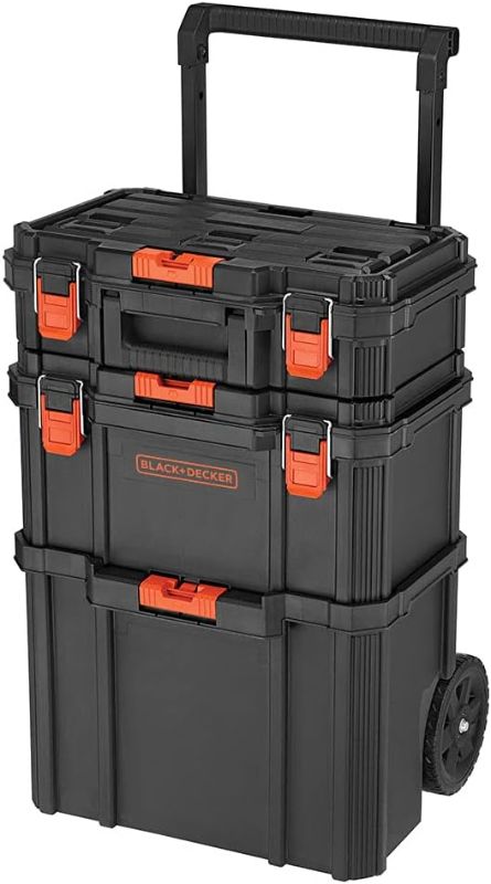 Photo 1 of ***MAJOR DAMAGE - SEE COMMENTS***
beyond by BLACK+DECKER BLACK+DECKER BDST60500APB Stackable Storage System - 3 Piece Set (Small, Deep Toolbox, and Rolling Tote)