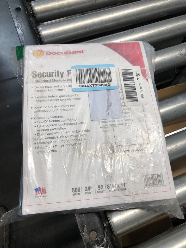 Photo 2 of 8-1/2'' x 11" Standard Blue Medical Security Paper, 6 Security Features, 24# Blue Stock (Carton of 2500)