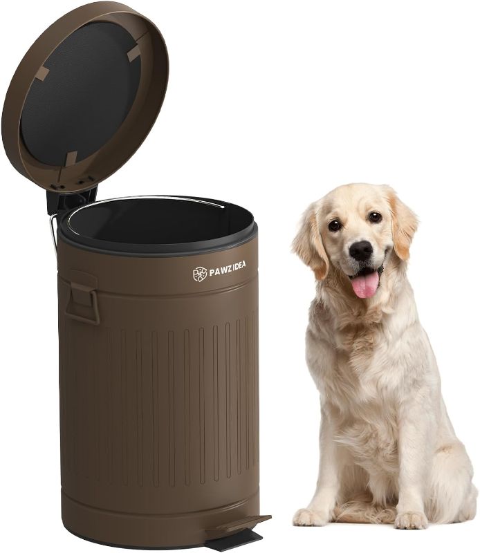 Photo 1 of **damaged**PAWZIDEA Dog Poop Trash Can for Outdoors, 3.1 Gallon Outdoor Trash Can with Lid, Odor Free Dog Waste Station, Cat/Pet Waste Container Step Trash Can for Patio, 7.8in Activated Carbon Filter, 12-Liter