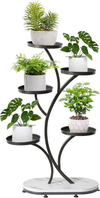 Photo 1 of Plant Stand Indoor, 5 Tier Wood Metal Tall Shelf Multiple Plant Holders for Indoor, Outdoor, Corner, Living Room, Balcony, and Bedroom (Black)