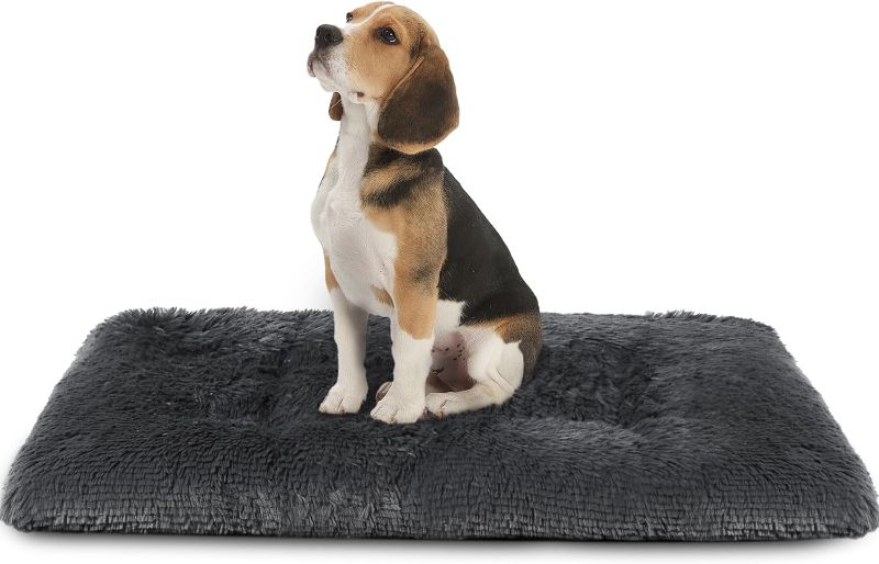 Photo 1 of Dog Crate Pad Ultra Soft Dog Bed Mat Washable Pet Kennel Bed with Non-Slip Bottom Fluffy Plush Sleeping Mat for Large Medium Small Dogs, 35 x 22 Inch