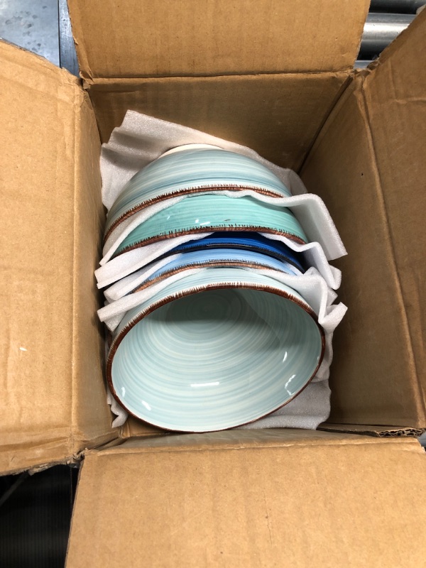 Photo 2 of **missing bowl***vancasso Bonita 27 Oz Cereal Bowls Set of 6, Blue Ceramic Bowls for Kitchen, 6 Inch Soup Bowls, Dishwasher & Microwave Safe