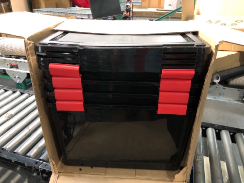 Photo 1 of **damaged**IRIS UCB-LDD WeatherPro Storage Box, 74 Quart, Black, 4 Pack, Model:588781 Black/Red 74 Qt. - 4 Pack