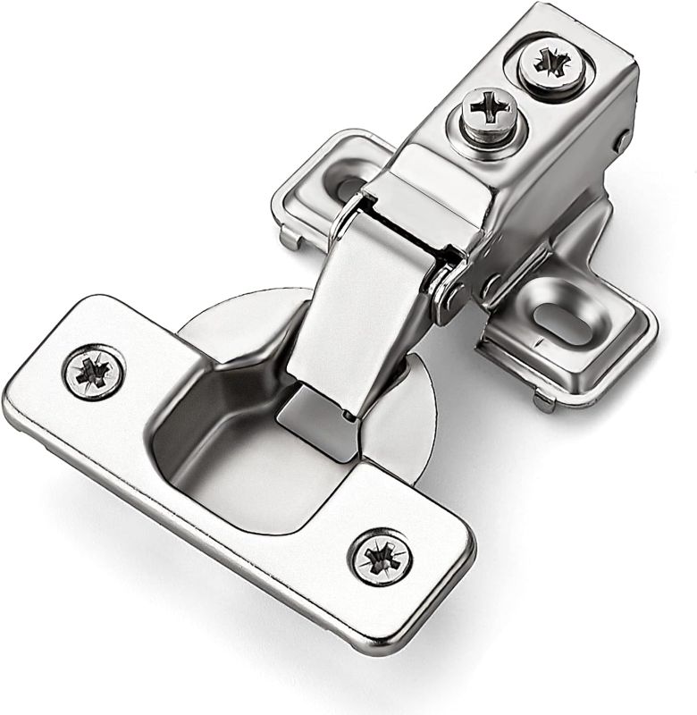 Photo 1 of Ravinte 50 Pack 25 Pairs Short Arm Kitchen Cabinet Hinges for 5/8 Inch Overlay Cabinet, Brushed Nickel 105 Degree Opening Angle Hinges, Soft Close Concealed with Mounting Screws for Face Frame Door