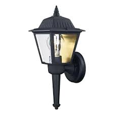 Photo 1 of **MISSING PARTS**13.5 in. 1-Light Black Outdoor Wall Light Fixture with Clear Glass
