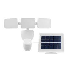 Photo 1 of Defiant 180-Degree White Motion Activated Solar Outdoor 3-Head Dusk-to-Dawn LED Security Flood Light 2100 Lumens