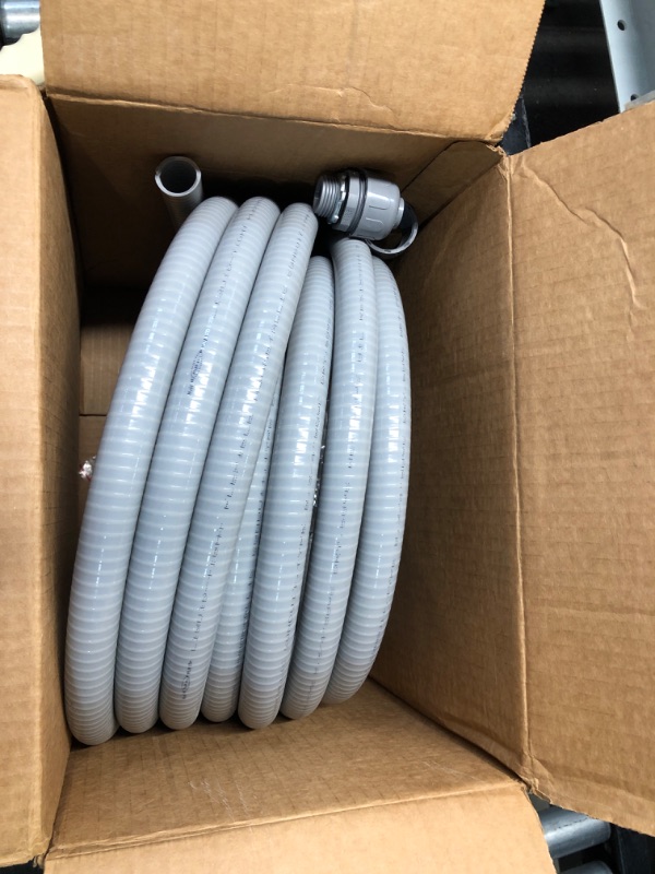 Photo 2 of (3/4" Dia * 25 Feet) Yariwiz Flexible Electrical Conduit Liquid Tight PVC Conduit Kit with 3 PCS Coupling, 3 PCS Elbow and 7 PCS Strap, Sealtight Seal Flex Liquidtight Wire Outdoor Non Metallic Grey 3/4 inch-25ft Kit