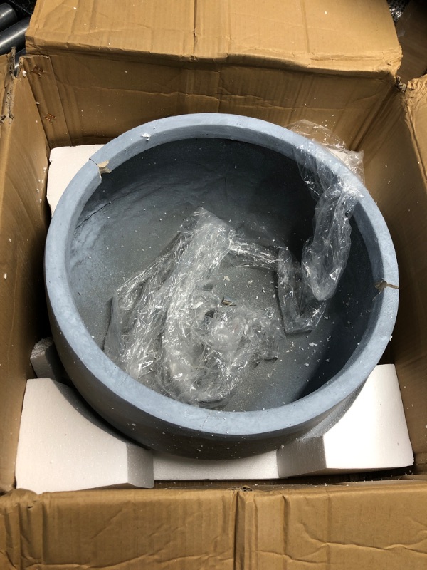 Photo 2 of **damaged**Kante RC0051C-C60611 Lightweight Concrete Outdoor Round Bowl Planter, Slate Gray Slate Gray 20" x 20" x 10"