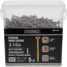 Photo 1 of ***missing pieces***Everbilt #10 x 2-1/2 in. Star Drive Flat Head Exterior Wood Screws 5 lbs.-Box (415-Piece)