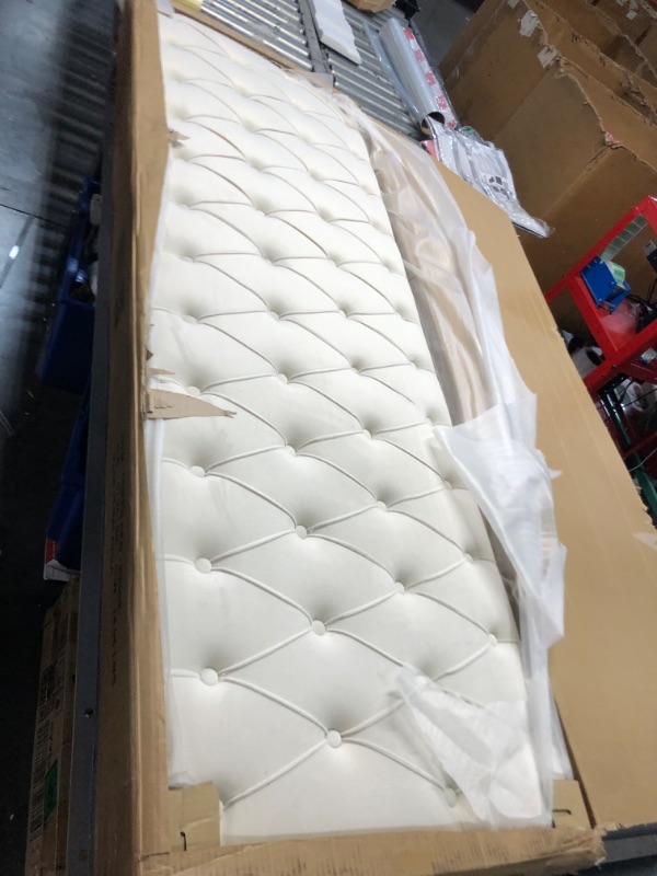 Photo 3 of ***PARTS ONLY NON REFUNDABLE***READ NOTES**
Queen Size Upholstered Bed with Tufted Headboard, Modern Velvet Platform Bed , No Box Spring Required, White