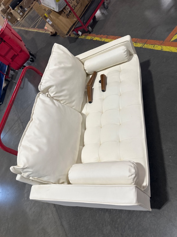 Photo 2 of **MISSING 1 LEG** Modway Revive Performance Faux Leather Loveseat, White - 32.5"D x 33.5"W x 60"H