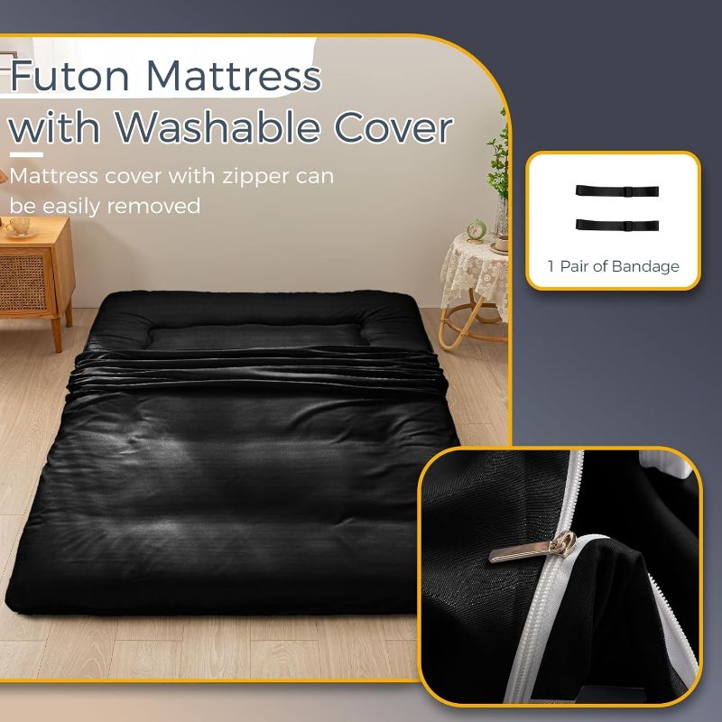 Photo 1 of ***USED - DIRTY - NO PACKAGING***
58" x 76" MAXYOYO 6" Extra Thick Japanese Floor Mattress Futon Mattress, Foldable Mattress Tatami Pad Floor Mattress for Adults Floor Bed Roll Up Mattress Guest Mattress, Black, Queen