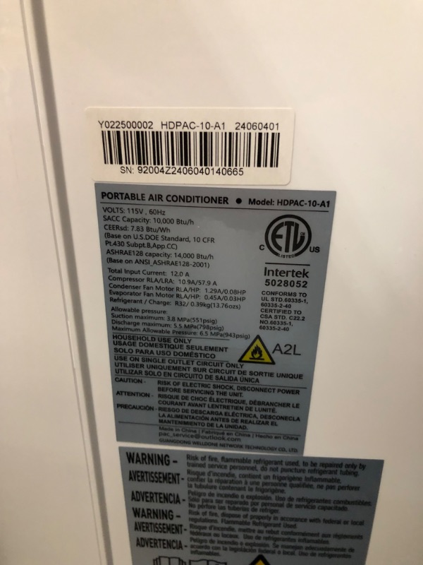 Photo 6 of ***USED - DAMAGED - NO PACKAGING - SEE COMMENTS***
14000 BTU Portable Air Conditioners with Remote Control, 3-in-1 Free Standing Cooling AC Unit with Fan & Dehumidifier, Cools Room up to 700 sq.ft, Smart/Sleep Mode,3 Speed,Auto Swing,24H Timer