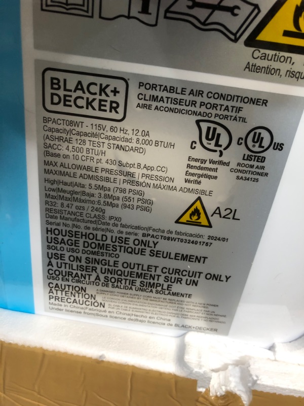 Photo 1 of ***USED - MISSING PARTS - SEE COMMENTS***
BLACK+DECKER 8,000 BTU Portable Air Conditioner up to 350 Sq.Ft. with Remote Control, White