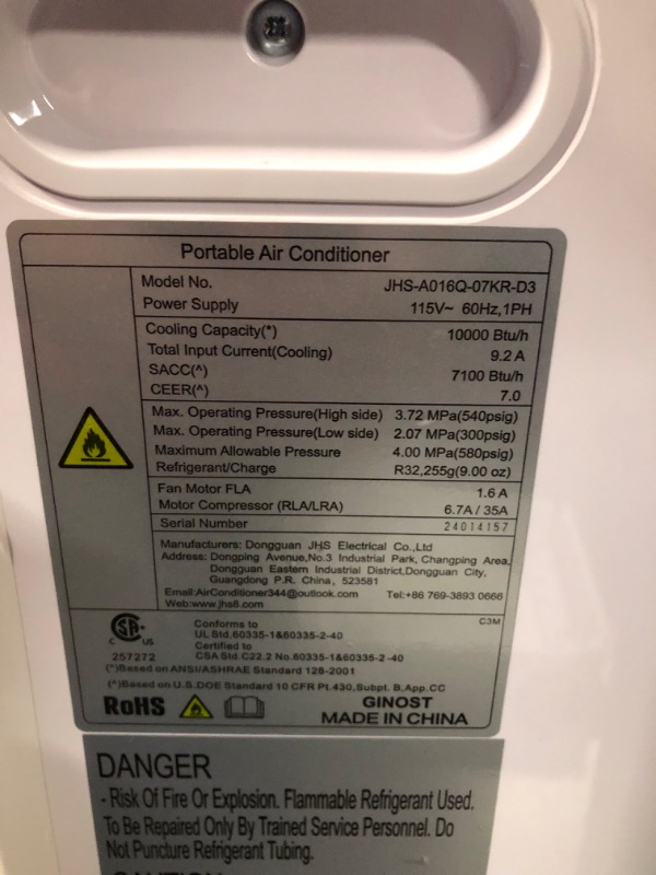 Photo 8 of ***USED - DAMAGED - SEE COMMENTS***
Portable Air Conditioners, 10000 BTU Air Conditioner Portable for Room up to 450 Sq. Ft., 3-in-1 Portable AC Unit with Digital Display, Remote Control