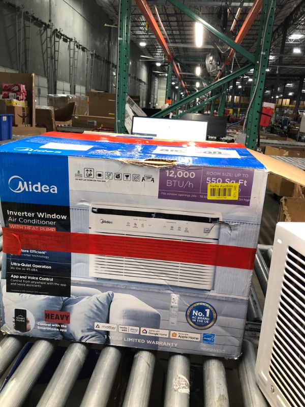 Photo 9 of **READ NOTES, MINOR DAMAGE**
Midea 12000 BTU Smart Inverter Air Conditioner Window Unit with Heat and Dehumidifier – Cools up to 550 Sq. Ft., Electronic Controls, Remote Control, White 12,000 BTU