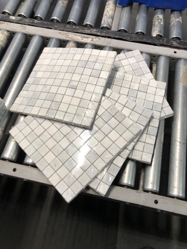Photo 1 of **five pack bundle** Carrara White 12 in. x 12 in. x 8 mm Marble Mosaic Floor/Wall Tile