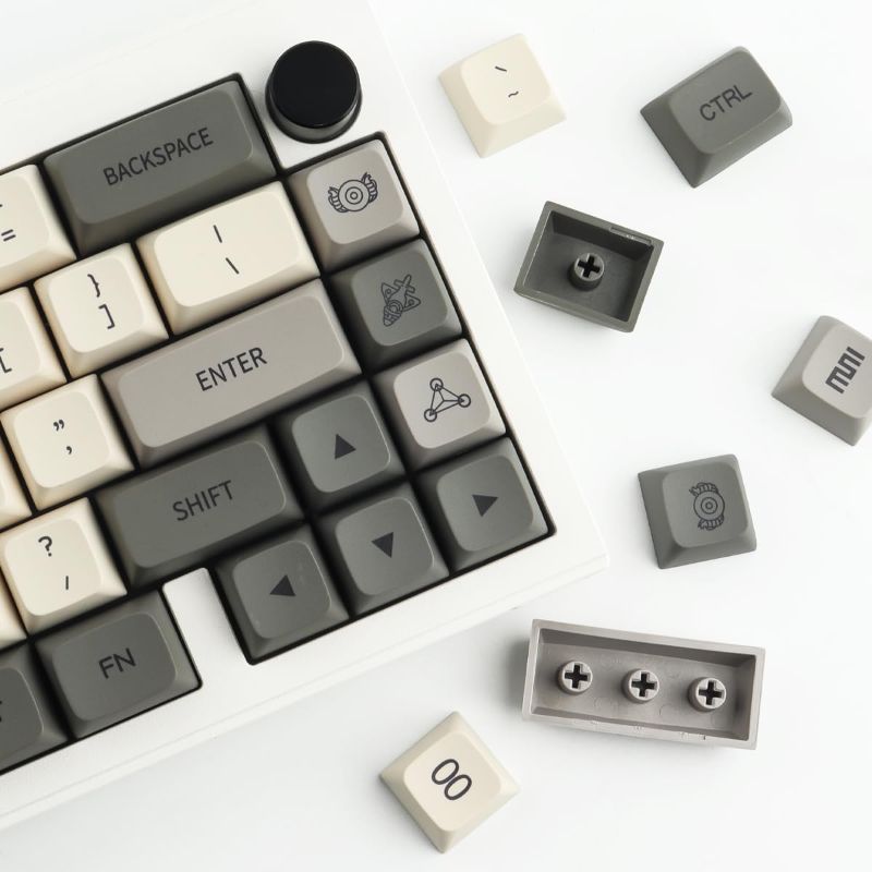 Photo 1 of (MISSING KEYS) 
Profile Keycaps, 124 Keys Retro Grey Keycap Set, Dye-Sublimation Keycaps 75 Percent for Cherry Gateron MX Switches 100%, 75%, 65%, 60% Mechanical Keyboards