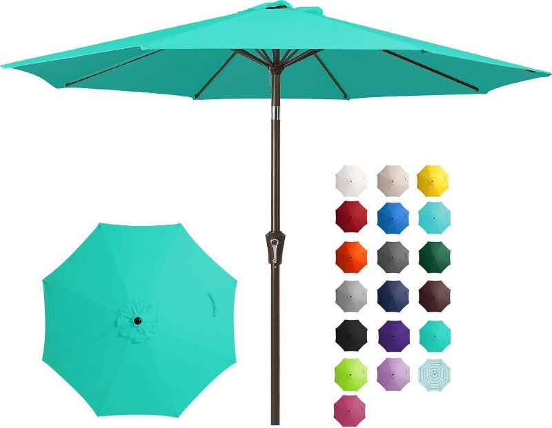 Photo 1 of ***DAMAGED - TORN - RUSTED - SEE PICTURES***
JEAREY 10FT Outdoor Patio Umbrella Outdoor Table Umbrella with Push Button Tilt and Crank, Market Umbrella 8 Sturdy Ribs UV Protection Waterproof for Garden, Deck, Backyard, Pool (Aqua Sky)