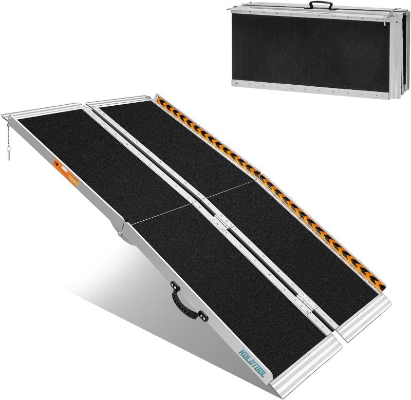 Photo 1 of 
KOLOTOOL Wheelchair Ramp 5FT Folding Handicap Ramps Portable Wheelchair Ramp Threshold Ramp for Home Non-Skid Folding Aluminum Wheel Chair Ramps for Home