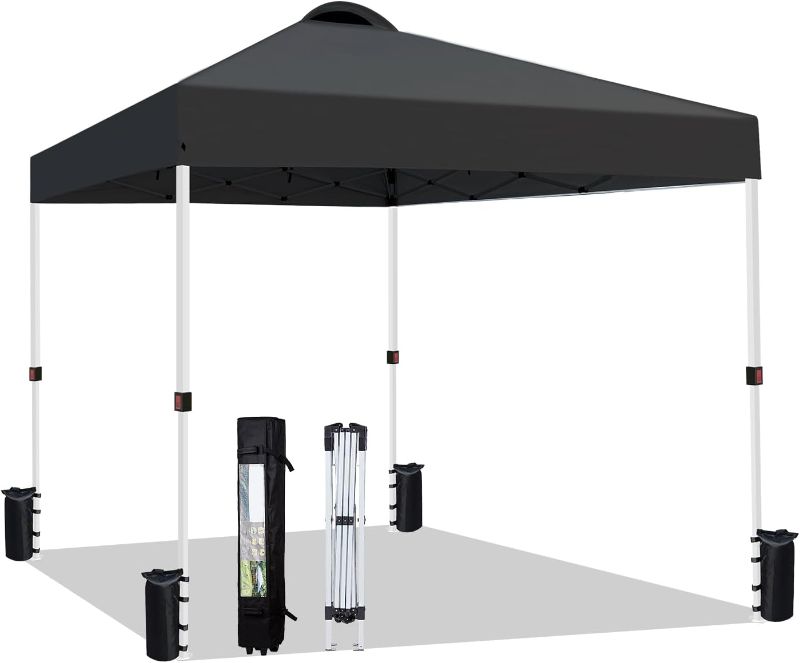 Photo 1 of 
10x10 Heavy Duty Pop up Commercial Canopy Tent Instant Sun Shelter with Roller Bag, Bonus 8 Stakes and 4 Ropes, Black