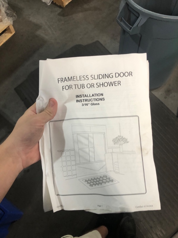 Photo 3 of ***USED - ONLY 1 SHEET OF GLASS***
Shower Door 56-60" W × 76" H Glass Shower Door,Frameless Shower Door with Handle and Seal Strip for Waterproof,Sliding Shower Door in Stylish and Modern,Sliver