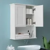 Photo 1 of ****middle piece broken****23.1 in. W x 27.9 in. H White Rectangular Medicine Cabinet without Mirror with Adjustable Shelves
