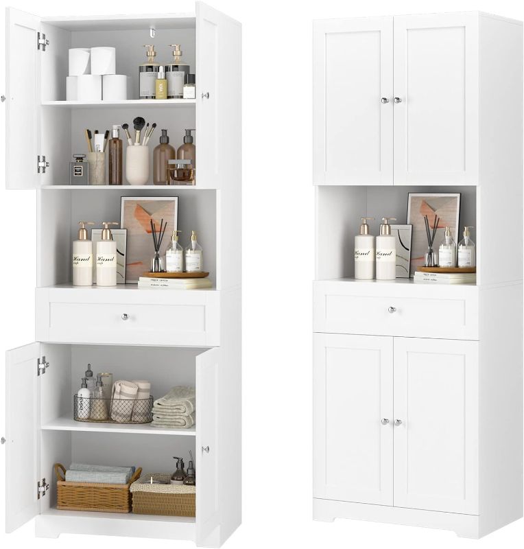 Photo 1 of ****STOCK PHOTO FOR REFERENCE ONLY****
HIFIT Tall Bathroom Storage Cabinets, Modern Linen Storage Cabinet with 4 Doors & Shelves & Drawer, 67" H Tall Storage Cabinet Freestanding for...
