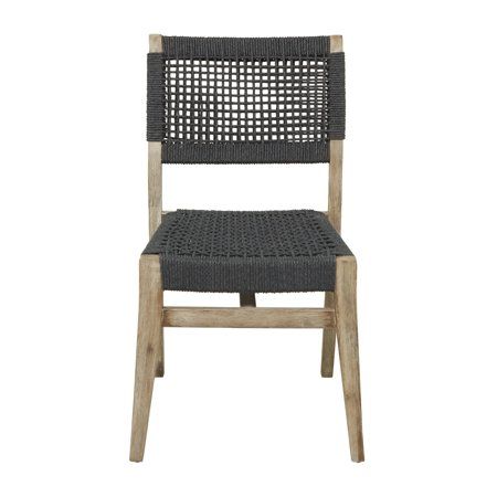 Photo 1 of ***LEG IS BROKEN***DecMode Outdoor Dining Chair with Woven Seat and Back - Wood - Set of 2 - Dark Gray