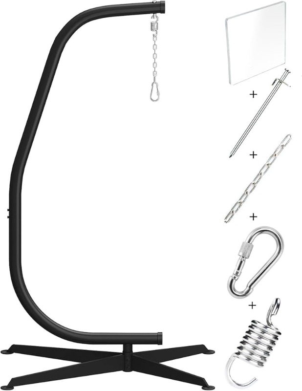 Photo 1 of ***MISSING PARTS - NO PACKAGING - SEE COMMENTS***
GREENSTELL Hammock Swing Stand, Hanging C-Stand with Buckle and Spring Hook, for Indoor, Outdoor, Sturdy Hanging Stand Max Load 330lbs