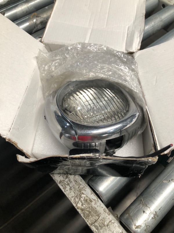 Photo 2 of (MISSING HARDWARE) FATECIM Vintage Polish Motorcycle Custom Headlight For Harley Cafe Racer Bobber Chopper Cruiser - Clear Lens Chrome/Clear